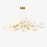 Modern Ceramic Ginkgo Leaf Chandelier Brass Finish Elegant Ceiling Pendant Lighting