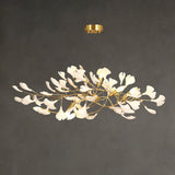 Modern Ceramic Ginkgo Leaf Chandelier Brass Finish Elegant Ceiling Pendant Lighting