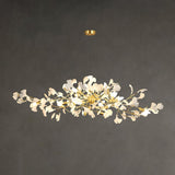 Modern Ceramic Ginkgo Leaf Chandelier Brass Finish Elegant Ceiling Pendant Lighting