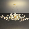 Modern Ceramic Ginkgo Leaf Chandelier Brass Finish Elegant Ceiling Pendant Lighting