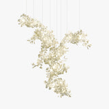 Modern Ceramic Ginkgo Leaf Combination Chandelier Gold Porcelain Petal Luxury Gasolier Lighting