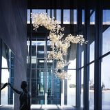 Modern Ceramic Ginkgo Leaf Combination Chandelier Gold Porcelain Petal Luxury Gasolier Lighting