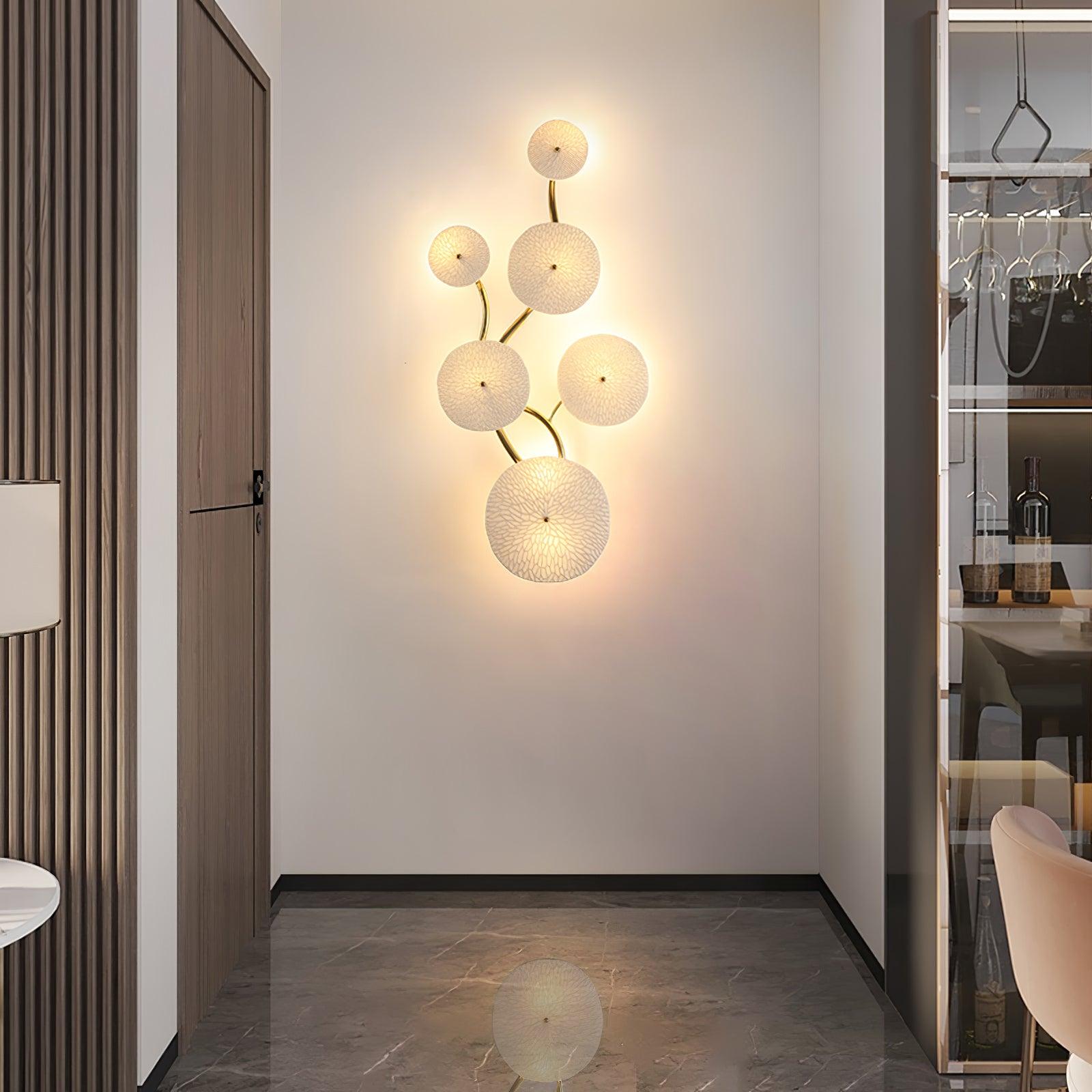 Modern Ceramic Lotus Petal Wall Lamp Gold Floral Decorative Sconce for Living Room