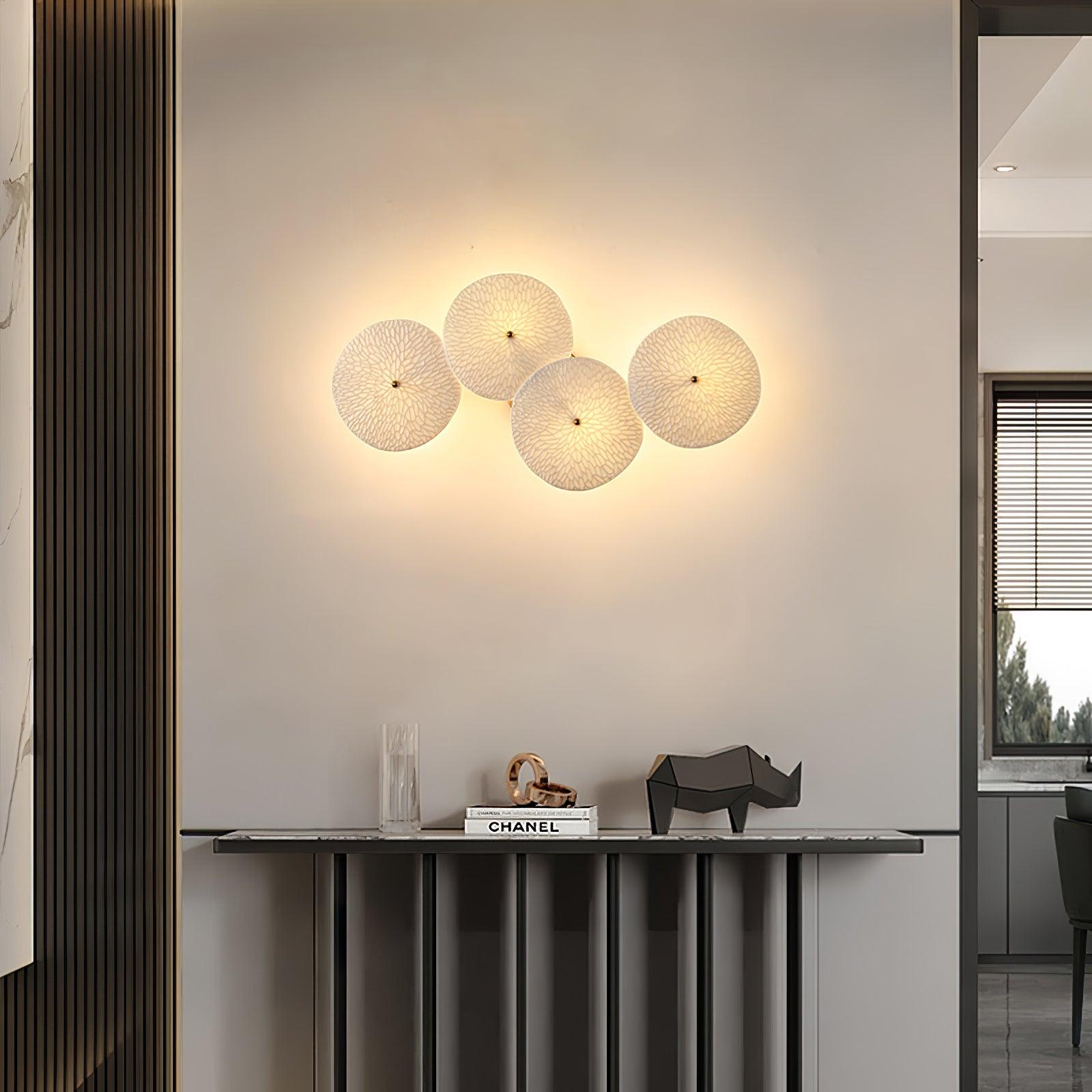 Modern Ceramic Lotus Petal Wall Lamp Gold Floral Decorative Sconce for Living Room
