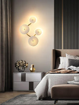 Modern Ceramic Lotus Petal Wall Lamp Gold Floral Decorative Sconce for Living Room