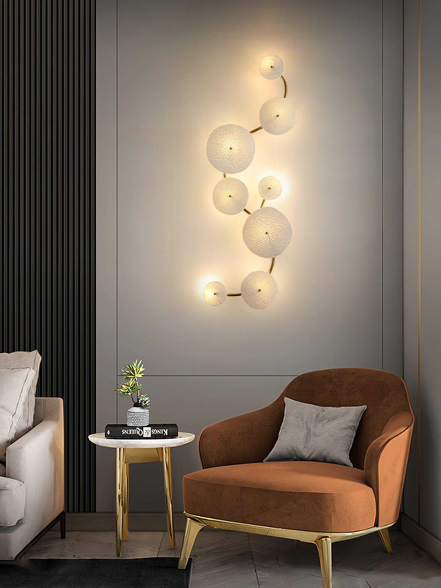 Modern Ceramic Lotus Petal Wall Lamp Gold Floral Decorative Sconce for Living Room