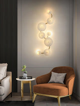 Modern Ceramic Lotus Petal Wall Lamp Gold Floral Decorative Sconce for Living Room
