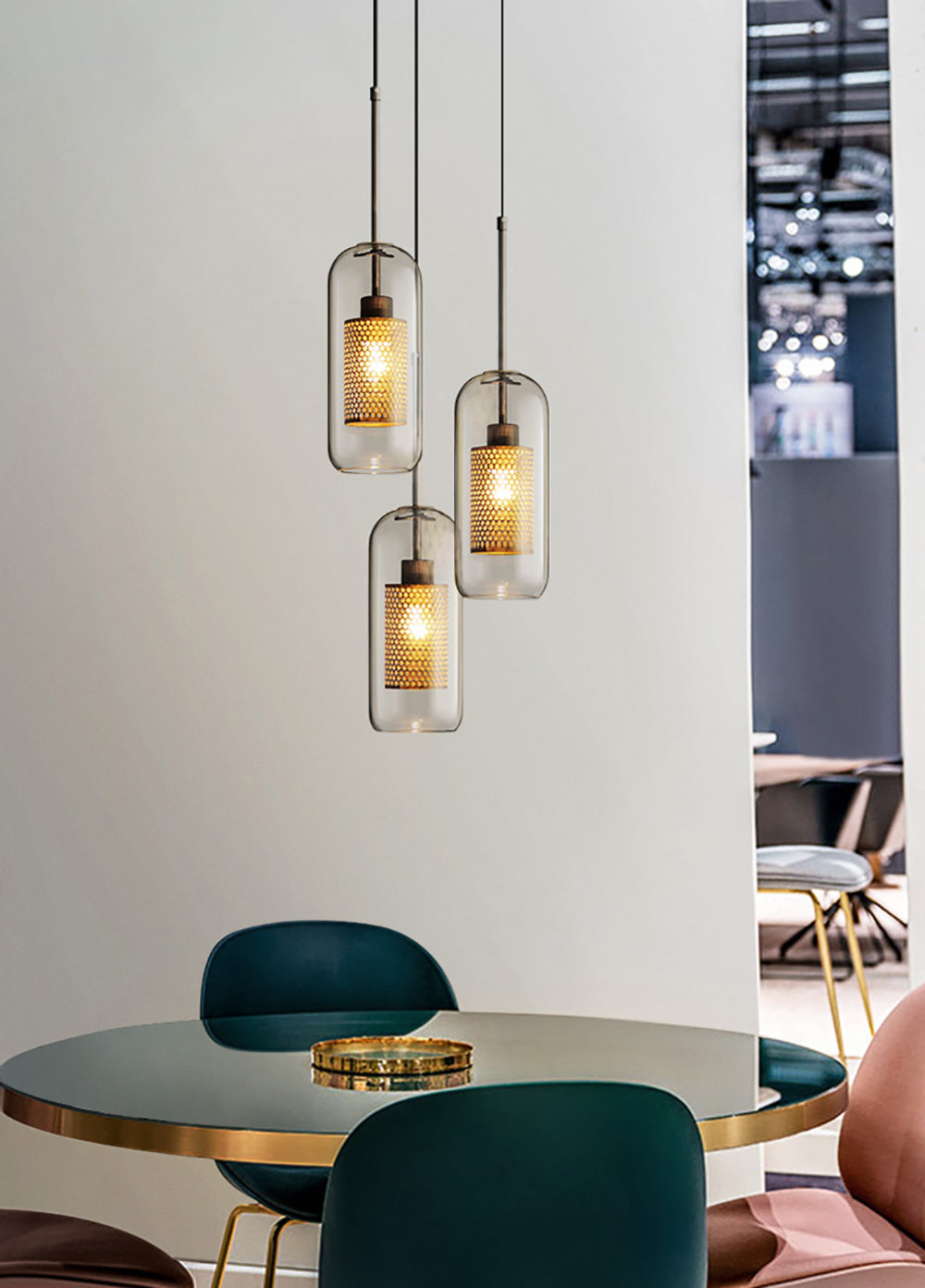 Modern Chiswick Glass Pendant Lamp for Kitchen Island and Living Room Lighting