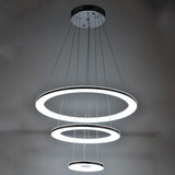 Modern Chrome 3 Ring LED Chandelier Adjustable 24 Inch Hanging Ceiling Light Fixture