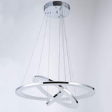 Modern Chrome 3 Ring LED Chandelier Adjustable 24 Inch Hanging Ceiling Light Fixture