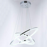 Modern Chrome 3 Ring LED Chandelier Adjustable 24 Inch Hanging Ceiling Light Fixture