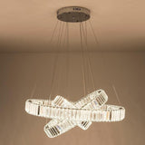 Modern Chrome 3 Tier Crystal Ring Pendant Light LED Ceiling Chandelier for Dining Room