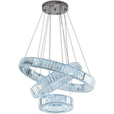 Modern Chrome 3 Tier Crystal Ring Pendant Light LED Ceiling Chandelier for Dining Room