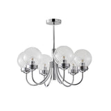 Modern Chrome Gasolier Chandelier with Clear Twisted Glass Shades for Indoor Living