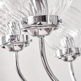 Modern Chrome Gasolier Chandelier with Clear Twisted Glass Shades for Indoor Living