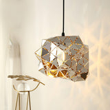 Modern Chrome Geometric Cut Panel Pendant Light Stainless Steel Hanging Lamp