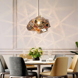 Modern Chrome Geometric Cut Panel Pendant Light Stainless Steel Hanging Lamp