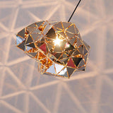 Modern Chrome Geometric Cut Panel Pendant Light Stainless Steel Hanging Lamp