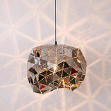 Modern Chrome Geometric Cut Panel Pendant Light Stainless Steel Hanging Lamp