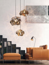 Modern Chrome Geometric Cut Panel Pendant Light Stainless Steel Hanging Lamp