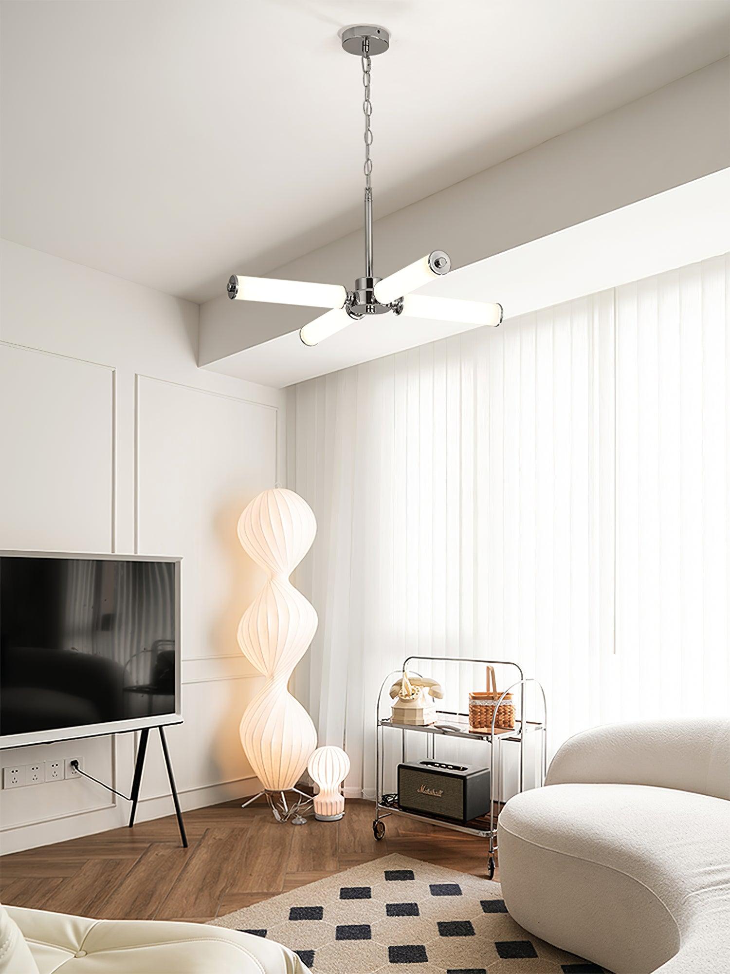 Modern Chrome LED Crown Chandelier with White Glass Globes and Integrated LED Lighting
