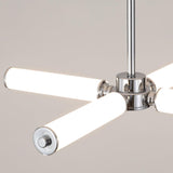 Modern Chrome LED Crown Chandelier with White Glass Globes and Integrated LED Lighting