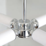 Modern Chrome LED Crown Chandelier with White Glass Globes and Integrated LED Lighting