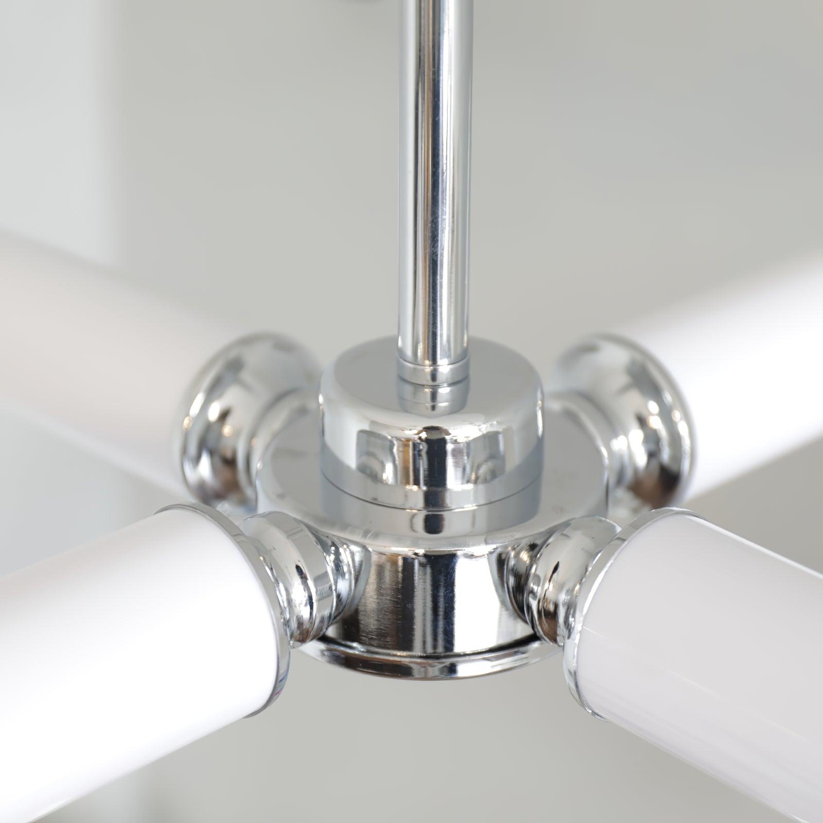 Modern Chrome LED Crown Chandelier with White Glass Globes and Integrated LED Lighting