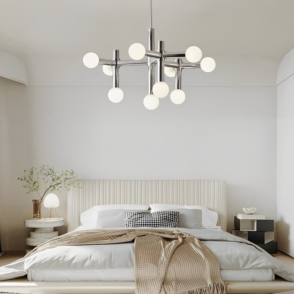 Modern Chrome Sputnik 10 Light Glass Globe Chandelier Ceiling Fixture for Dining Room