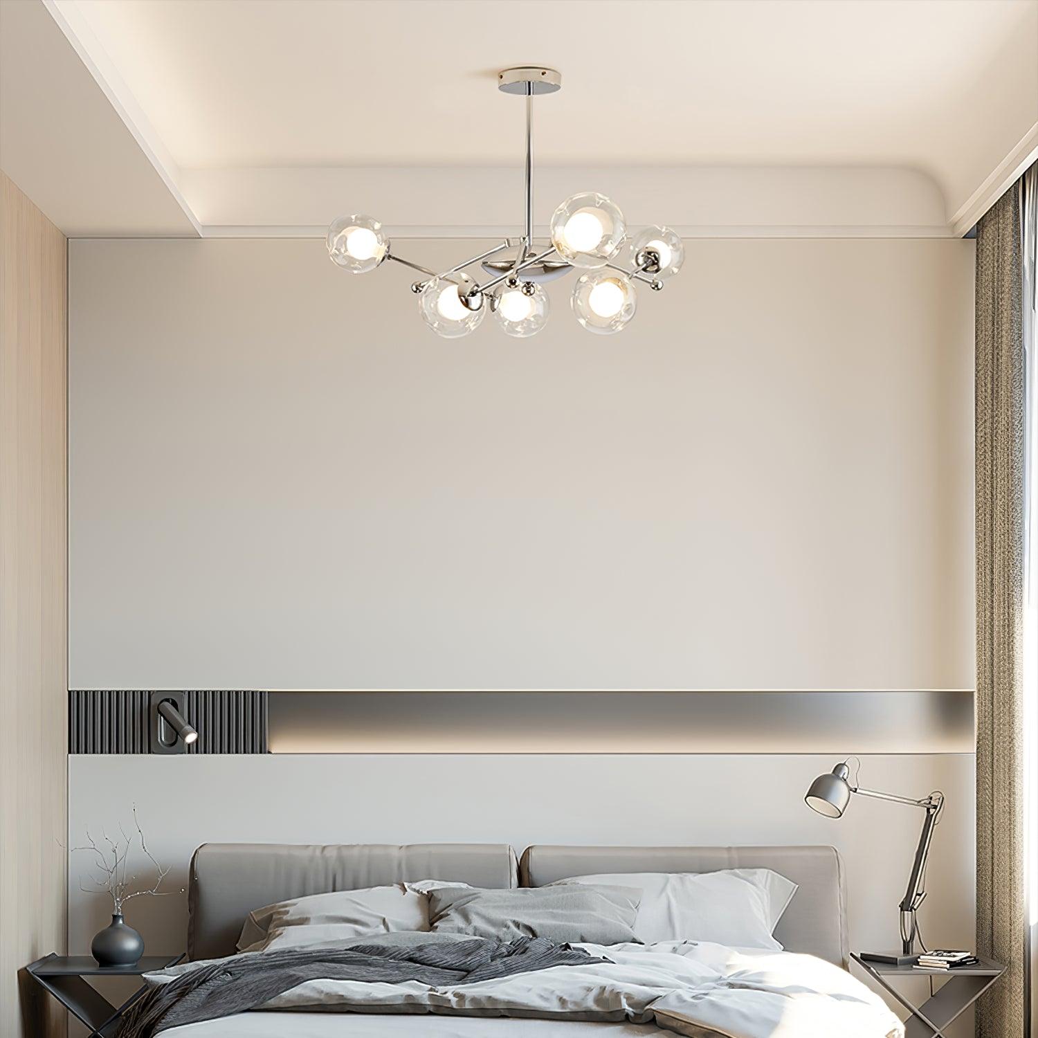 Modern Chrome Sputnik Pendant Light Chandelier with Mirror Glass Shades for Indoor Spaces