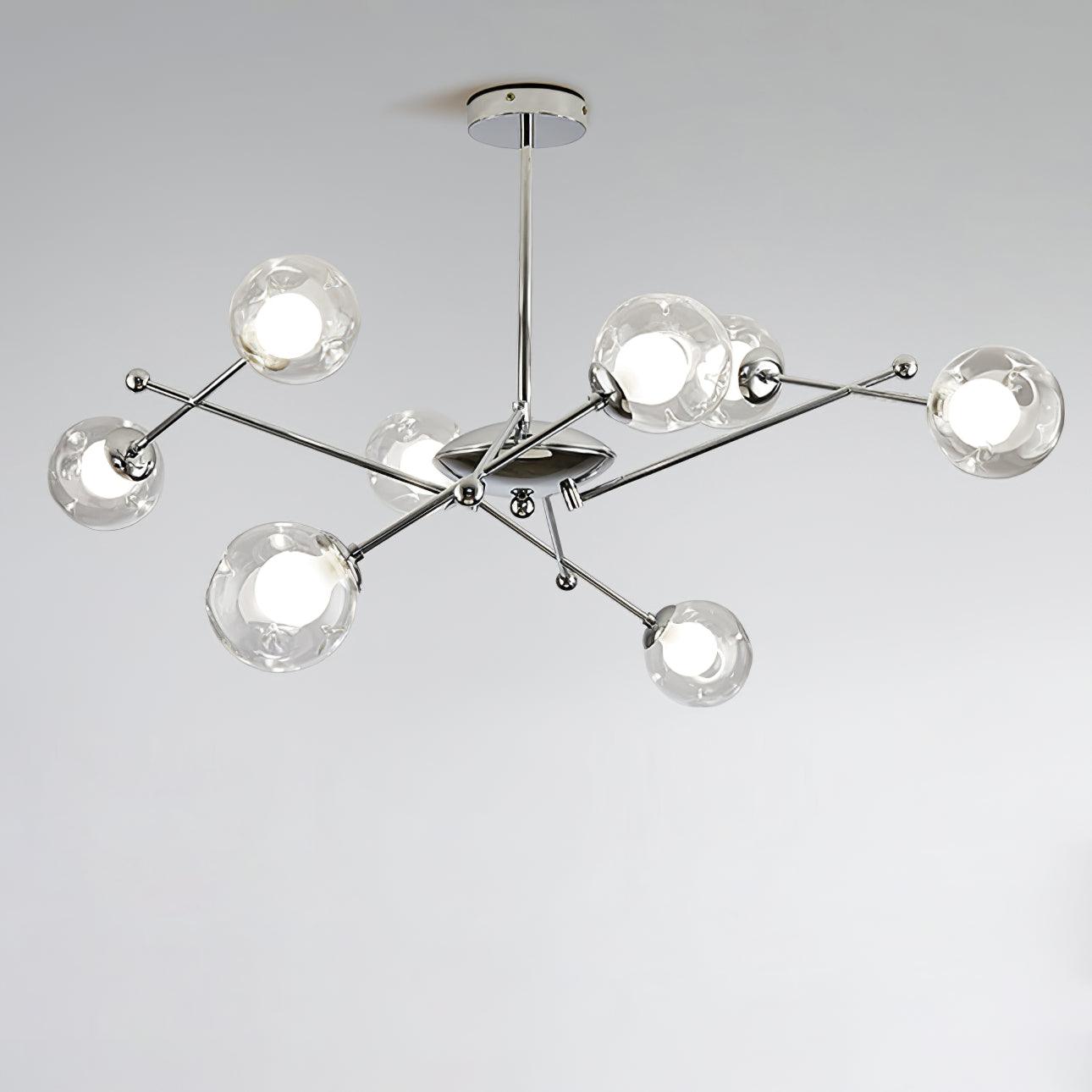 Modern Chrome Sputnik Pendant Light Chandelier with Mirror Glass Shades for Indoor Spaces
