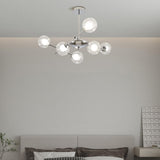 Modern Chrome Sputnik Pendant Light Chandelier with Mirror Glass Shades for Indoor Spaces