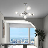 Modern Chrome Sputnik Pendant Light Chandelier with Mirror Glass Shades for Indoor Spaces