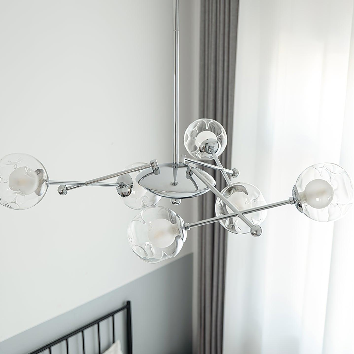 Modern Chrome Sputnik Pendant Light Chandelier with Mirror Glass Shades for Indoor Spaces