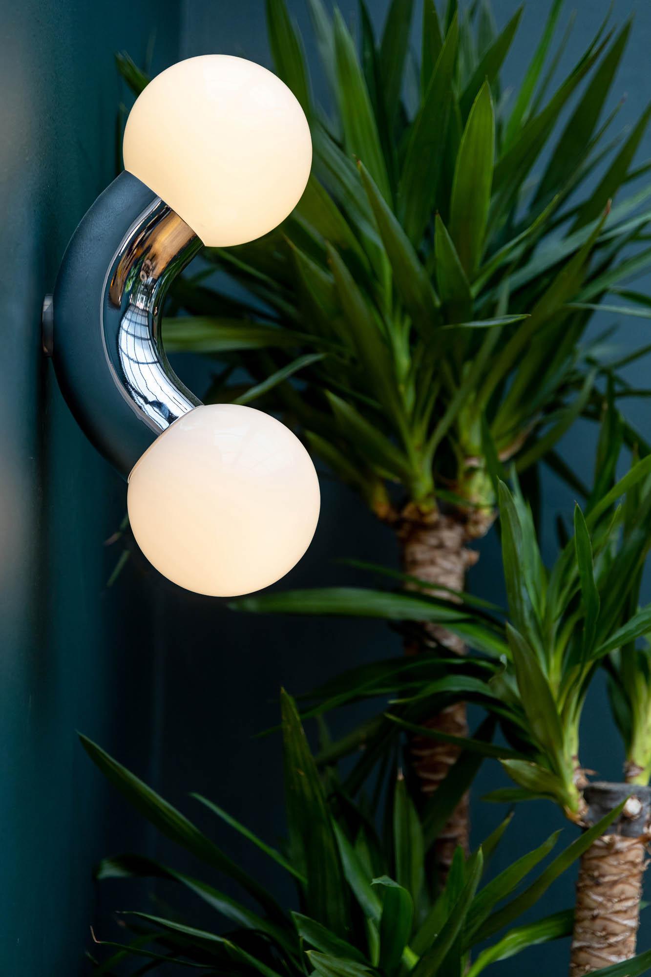 Modern Chrome Vine Wall Mounted Light with Glass Spheres Geometric Sconce for Interior Decor
