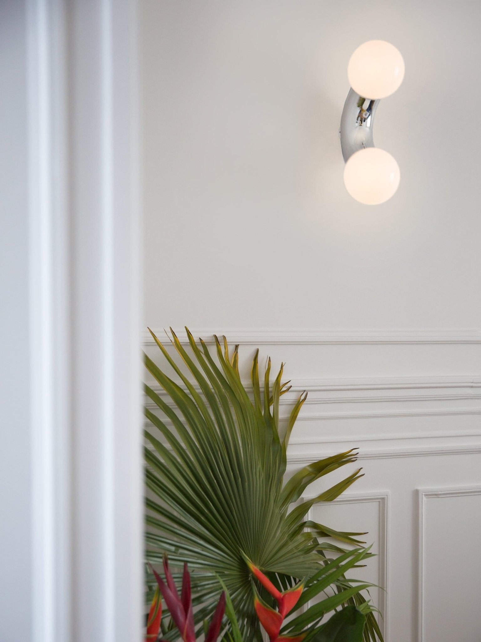 Modern Chrome Vine Wall Mounted Light with Glass Spheres Geometric Sconce for Interior Decor