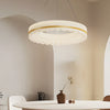 Modern Circle Cloud LED Pendant Light 3 Step Dimming Ring Chandelier in Gold and White