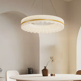 Modern Circle Cloud LED Pendant Light 3 Step Dimming Ring Chandelier in Gold and White