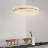 Modern Circle Cloud LED Pendant Light 3 Step Dimming Ring Chandelier in Gold and White