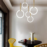 Modern Circle Cylinder LED Island Pendant Light Metal Silica Gel Hanging Lamp for Kitchen