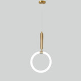 Modern Circle Cylinder LED Island Pendant Light Metal Silica Gel Hanging Lamp for Kitchen