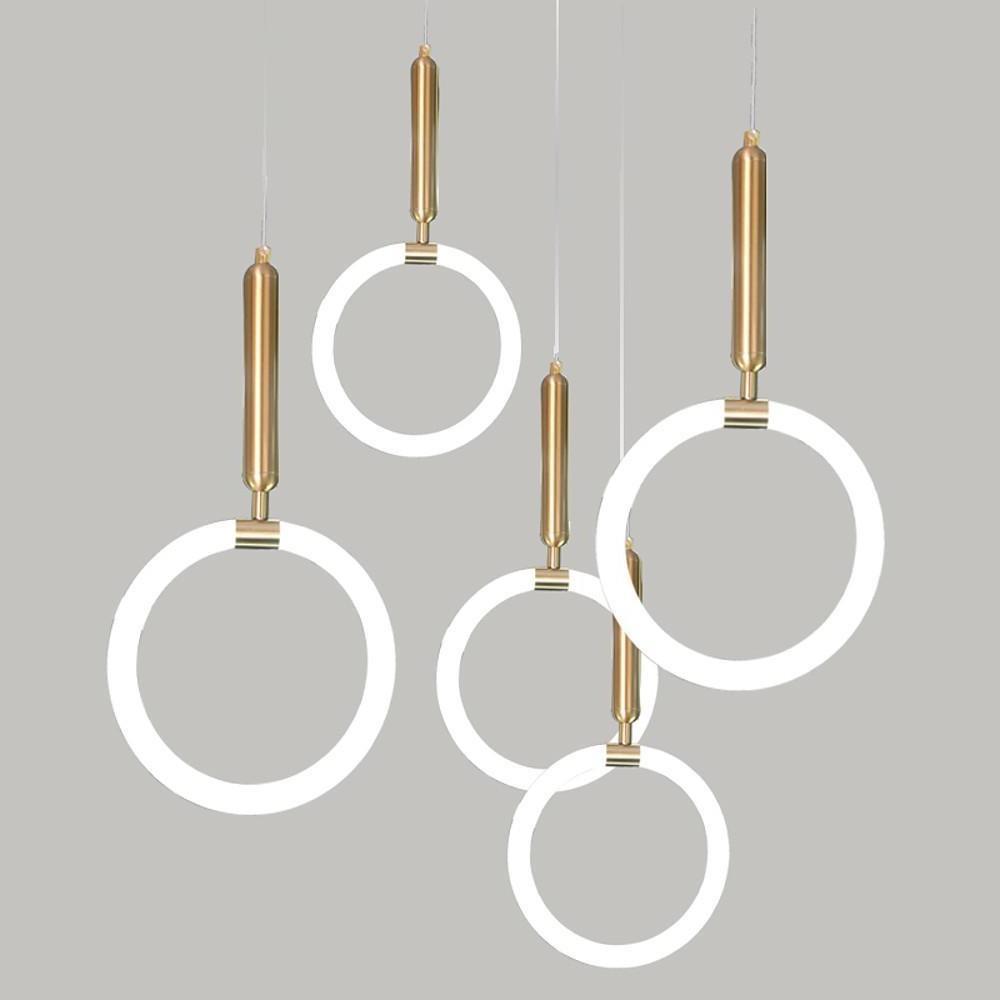 Modern Circle Cylinder LED Island Pendant Light Metal Silica Gel Hanging Lamp for Kitchen