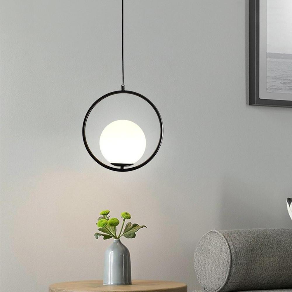 Modern Circle Glass Globe Pendant Light for Kitchen Island and Dining Room Lighting