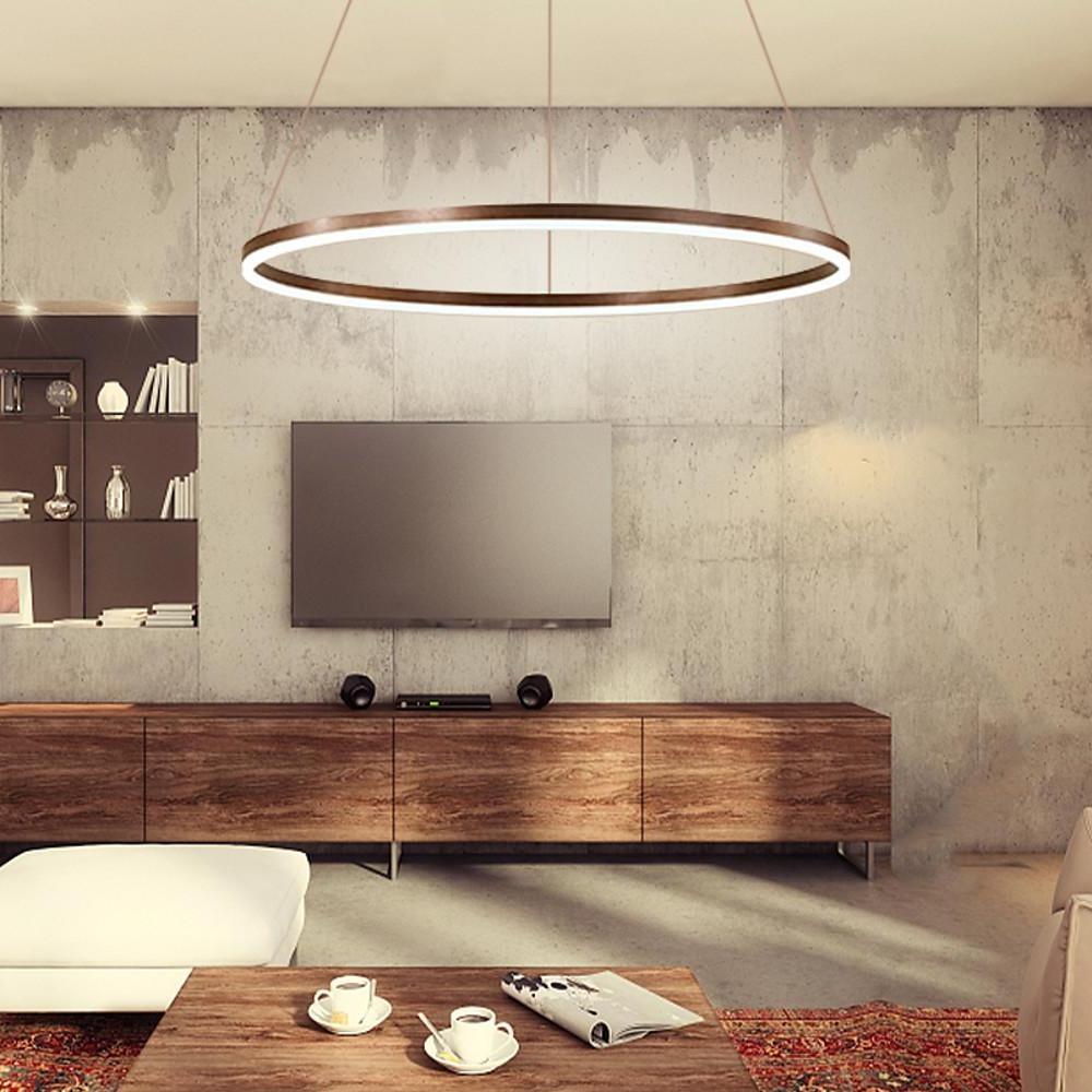Modern Circle LED Chandelier Dimmable Minimalist Hanging Pendant Light for Dining Room Kitchen Island