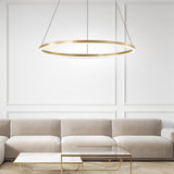 Modern Circle LED Chandelier Dimmable Minimalist Hanging Pendant Light for Dining Room Kitchen Island