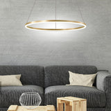 Modern Circle LED Chandelier Dimmable Minimalist Hanging Pendant Light for Dining Room Kitchen Island