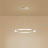Modern Circle LED Chandelier Dimmable Minimalist Hanging Pendant Light for Dining Room Kitchen Island