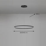 Modern Circle LED Chandelier Dimmable Minimalist Hanging Pendant Light for Dining Room Kitchen Island