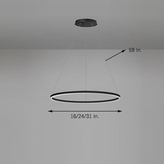 Modern Circle LED Chandelier Dimmable Minimalist Hanging Pendant Light for Dining Room Kitchen Island