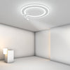 Modern Circle LED Flush Mount Ceiling Light with Rotatable Spotlight White Iron Acrylic